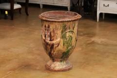 Large French 19th Century Boisset Anduze Jar with Brown Green Glaze and Swags - 3564345