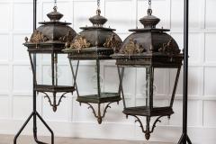 Large French 19thC Style Bronze Iron Lanterns - 2851970