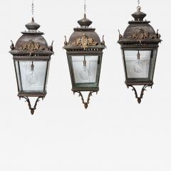 Large French 19thC Style Bronze Iron Lanterns - 2853717