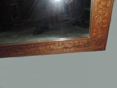Large French Art Deco Floral Embossed Pearwood Frame Mirror - 357589