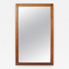 Large French Art Deco Floral Embossed Pearwood Frame Mirror - 358791