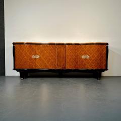 Large French Art Deco Marquetry Sideboard Buffet Rosewood Walnut Marquetry - 3015578