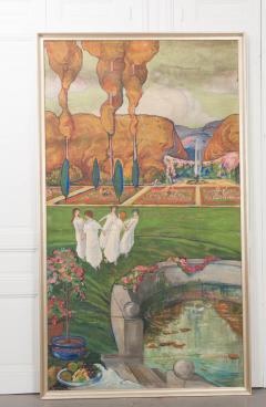 Large French Early 20th Century Art Nouveau Oil On Canvas - 972841