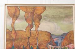 Large French Early 20th Century Art Nouveau Oil On Canvas - 972846