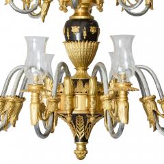 Large French Empire Style Gilt and Patinated Bronze Chandelier - 4585363