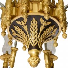 Large French Empire Style Gilt and Patinated Bronze Chandelier - 4585365