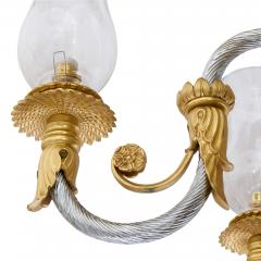 Large French Empire Style Gilt and Patinated Bronze Chandelier - 4585369
