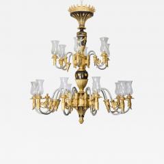 Large French Empire Style Gilt and Patinated Bronze Chandelier - 4585459