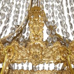 Large French Empire style glass and gilt bronze 18 light chandelier - 1234866