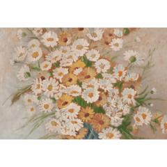 Large French Floral Painting in Oak Frame - 3069386