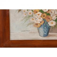 Large French Floral Painting in Oak Frame - 3069387