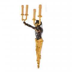 Large French Gilt Bronze Figural Wall Lights with Satyr Nymph - 4585346
