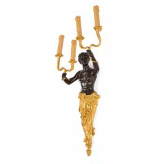 Large French Gilt Bronze Figural Wall Lights with Satyr Nymph - 4585347