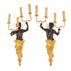 Large French Gilt Bronze Figural Wall Lights with Satyr Nymph - 4585453
