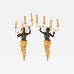 Large French Gilt Bronze Figural Wall Lights with Satyr Nymph - 4585457