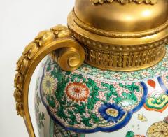 Large French Gilt Bronze Ormolu Mounted Chinese Famille Verte Porcelain Vase - 808165