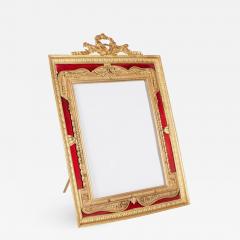 Large French Gilt Bronze Ormolu and Red Guilloche Enamel Picture Photo Frame - 596399