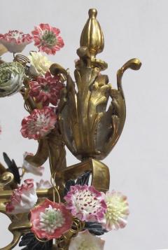 Large French Louis XVI Style Bronze Dor 4 light Lantern with Porcelain Flowers - 2192277