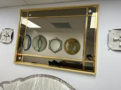 Large French Modern Brass and Smoked Glass Mirror - 4265228