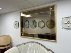 Large French Modern Brass and Smoked Glass Mirror - 4265232