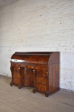 Large French Neoclassical Mahogany Roll Top Desk - 676160