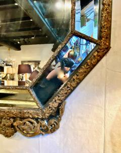 Large French Octagonal Brass Repousse Mirror - 3269952