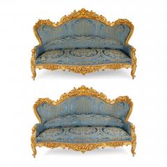 Large French Rococo Revival style giltwood sofa - 3667373
