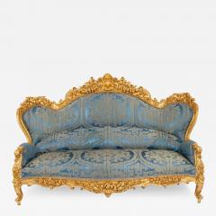 Large French Rococo Revival style giltwood sofa - 3671252