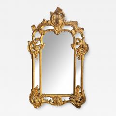Large French Rococo Style Carved Giltwood Wall Mirror with Rocaille Crest - 4680774