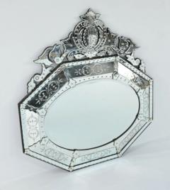 Large French Venetian Style Wall Console Mirror Floral Etched Glass Beveled - 2994780