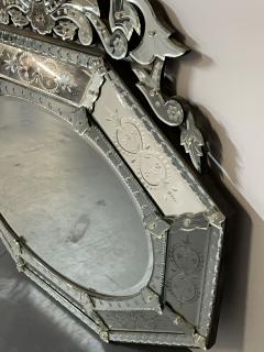 Large French Venetian Style Wall Console Mirror Floral Etched Glass Beveled - 2994783
