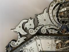 Large French Venetian Style Wall Console Mirror Floral Etched Glass Beveled - 2994785
