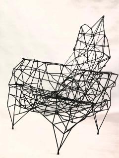Large French Wrought Iron Rope Sculpture Lounge Chairs Style of Ron Arad Pair - 1609841