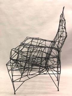 Large French Wrought Iron Rope Sculpture Lounge Chairs Style of Ron Arad Pair - 1609842