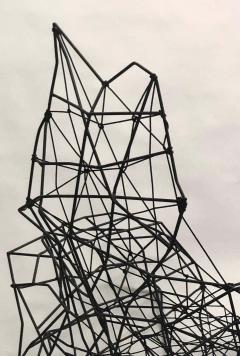 Large French Wrought Iron Rope Sculpture Lounge Chairs Style of Ron Arad Pair - 1609844