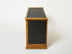 Large French bamboo rattan and brass chest of drawers 1960s - 2573715