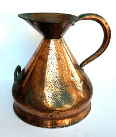 Large French hand hammered copper milk jug pitcher - 2257655