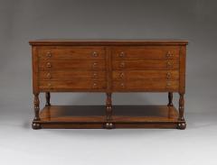 Large Fruitwood Six Leg Library Or Map Table With Two Banks Of Narrow Drawers - 2875608