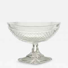 Large Georgian Irish Crystal Oval Pedestal Bowl circa 1800 - 4368984