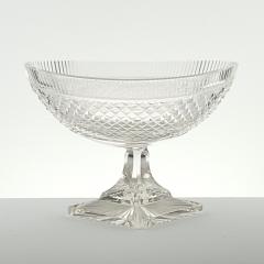 Large Georgian Irish Crystal Oval Pedestal Bowl circa 1800 - 4368987