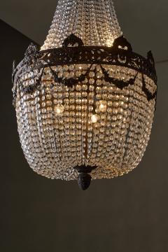 Large Gilt Bronze and Crystal Sac Perles Chandelier - 4510762
