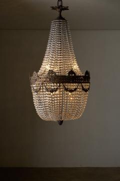 Large Gilt Bronze and Crystal Sac Perles Chandelier - 4510764