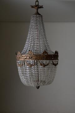 Large Gilt Bronze and Crystal Sac Perles Chandelier - 4510770