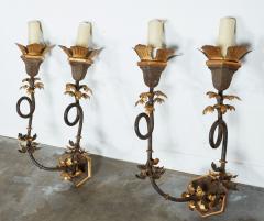 Large Gilt Iron Wall Sconces - 4011386