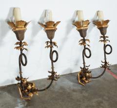 Large Gilt Iron Wall Sconces - 4011387