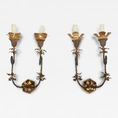 Large Gilt Iron Wall Sconces - 4014835