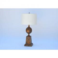 Large Gilt Tole Neoclassical Lamp with Custom Shade - 1078675