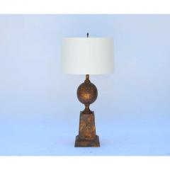 Large Gilt Tole Neoclassical Lamp with Custom Shade - 1078680