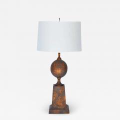 Large Gilt Tole Neoclassical Lamp with Custom Shade - 2878301