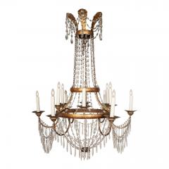 Large Gilt Tole and Crystal Empire Period Chandelier - 4102246